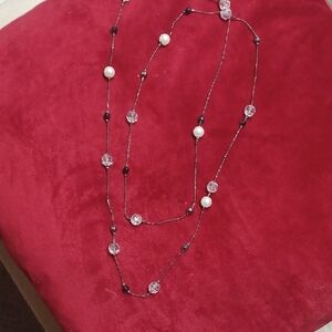 Elegant Black and White Beaded Necklace